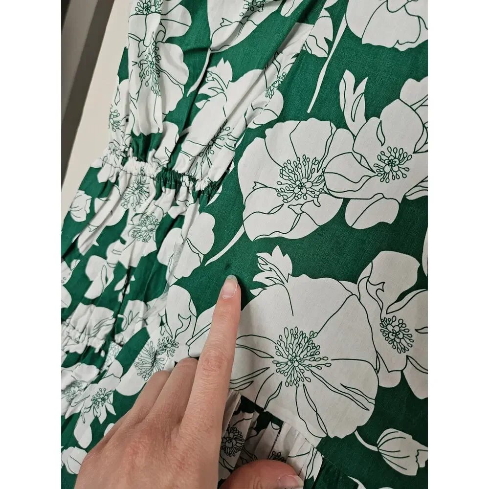 Tuckernuck Hyacinth House Green Floral Clemons Blouse NWT Size X-Small